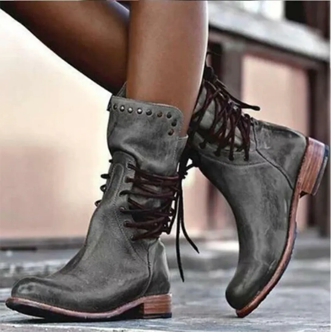 Huntley | Women Ankle High Lace Up Boots | Vintage