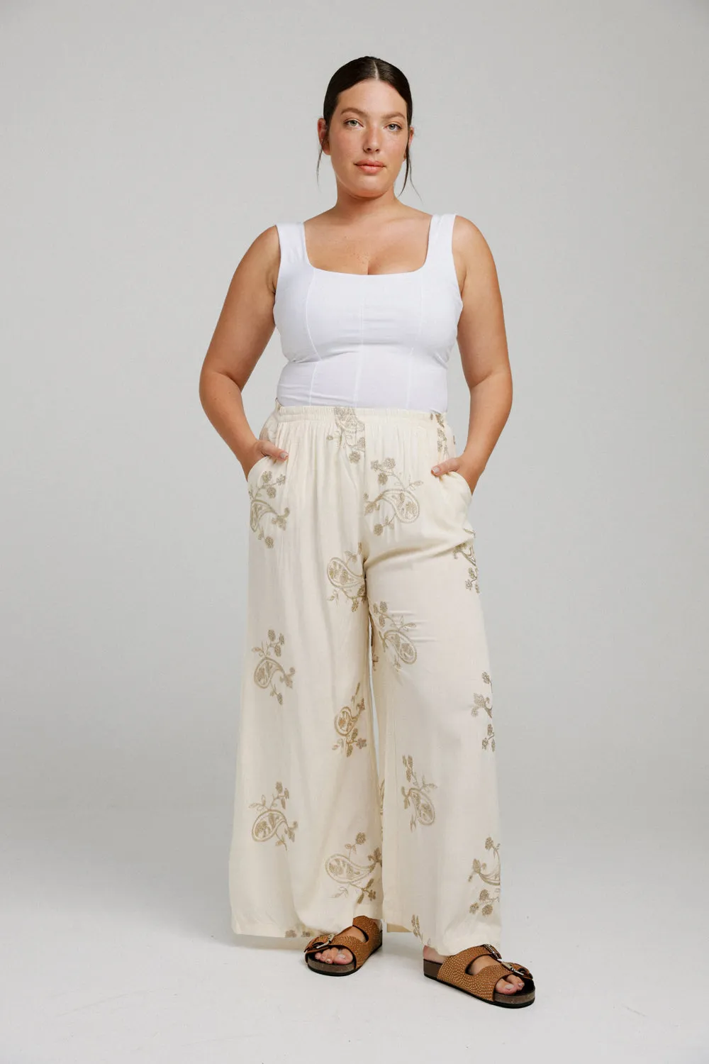 Idea Cream Embroidered Bottoms