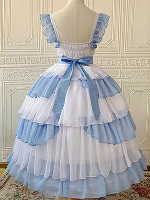 Idol clothes Lolita JSK Dress Burgundy Ruffles Floral Print Pattern Polyester Lace Up Lolita Jumper Skirts