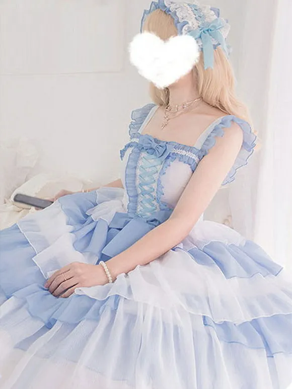 Idol clothes Lolita JSK Dress Burgundy Ruffles Floral Print Pattern Polyester Lace Up Lolita Jumper Skirts