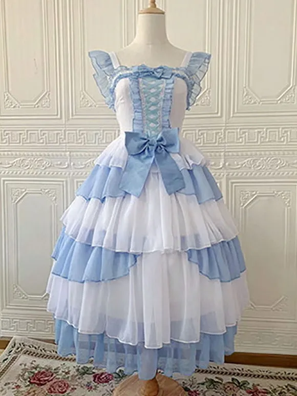 Idol clothes Lolita JSK Dress Burgundy Ruffles Floral Print Pattern Polyester Lace Up Lolita Jumper Skirts