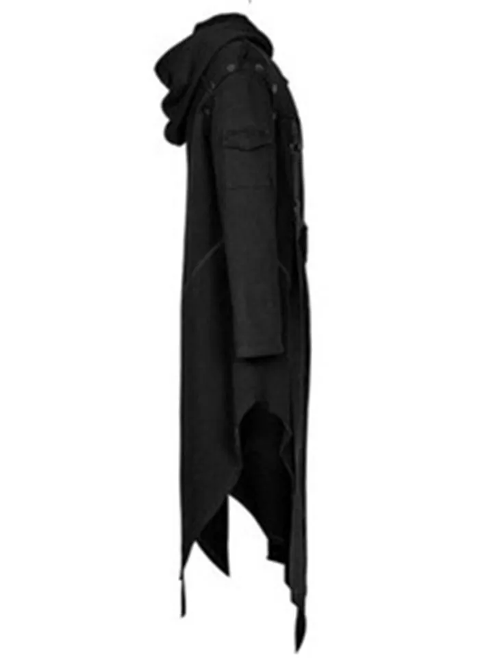Irregular Hem Hooded Punk Coat