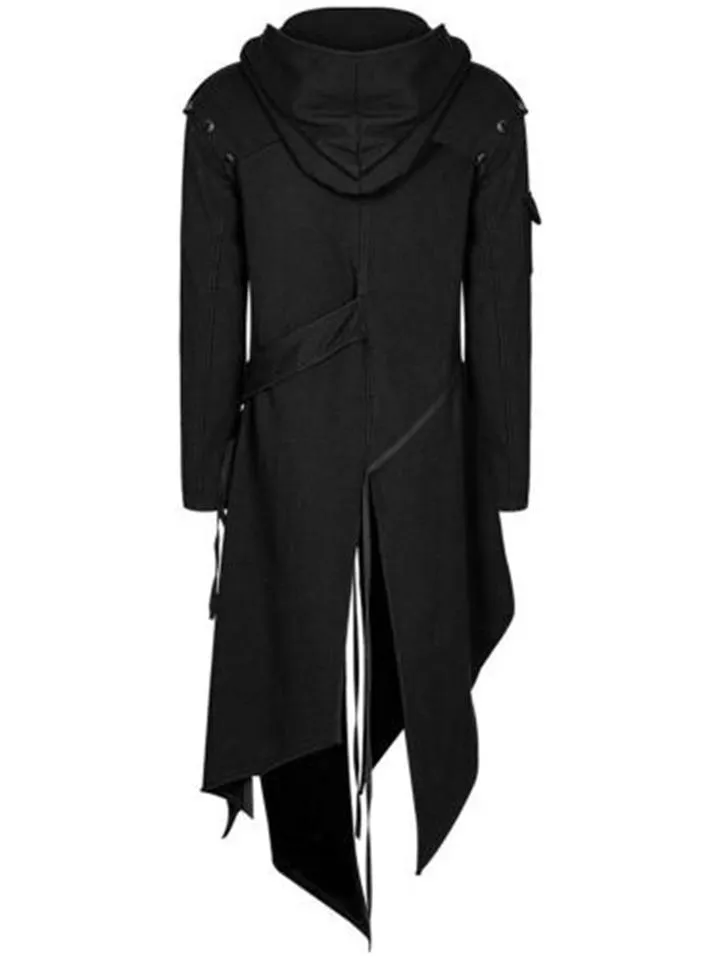Irregular Hem Hooded Punk Coat