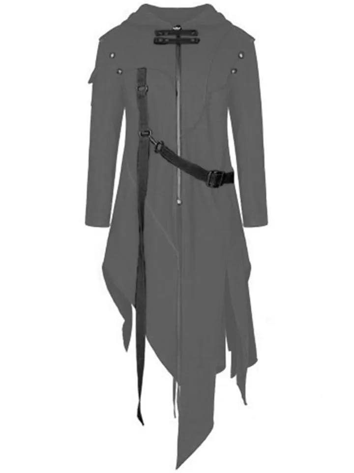 Irregular Hem Hooded Punk Coat