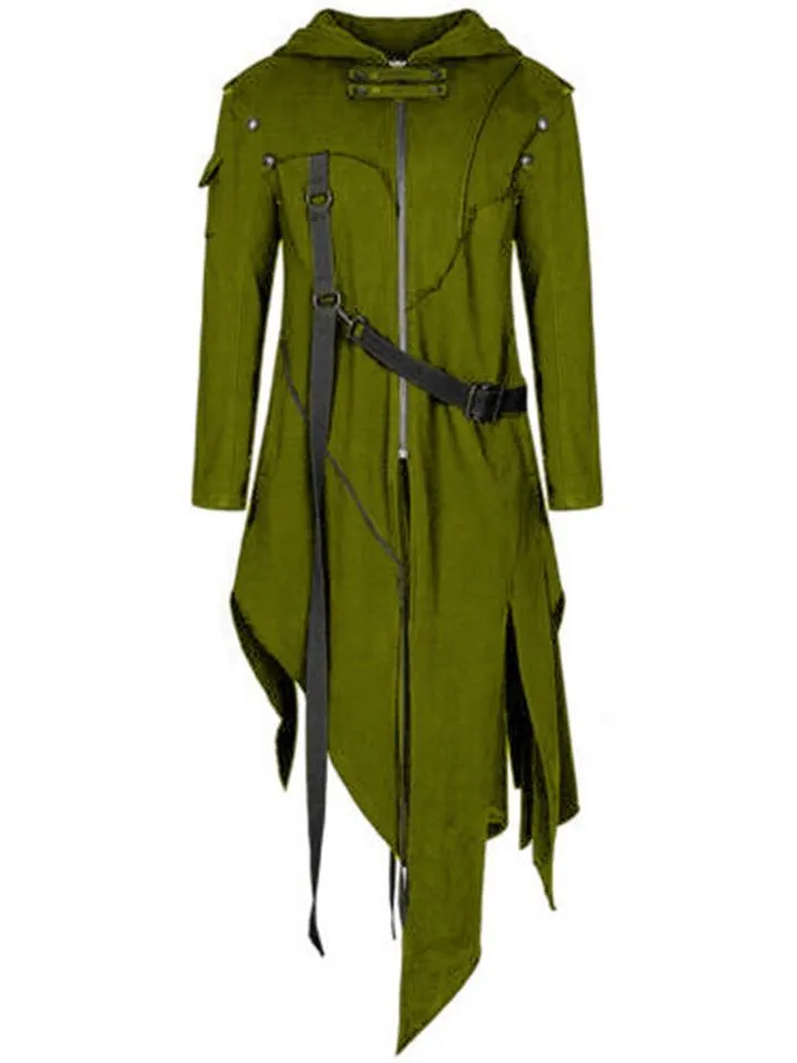 Irregular Hem Hooded Punk Coat