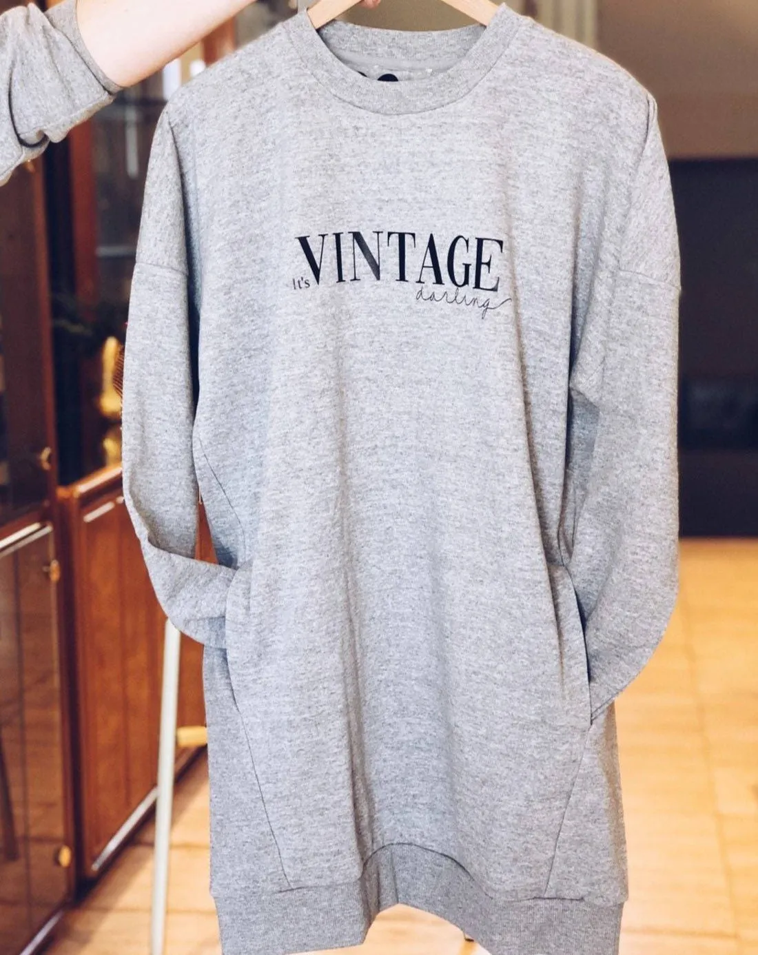 It's Vintage YYC Crew Sweatshirt Dress with Pockets