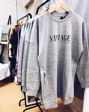 It's Vintage YYC Crew Sweatshirt Dress with Pockets