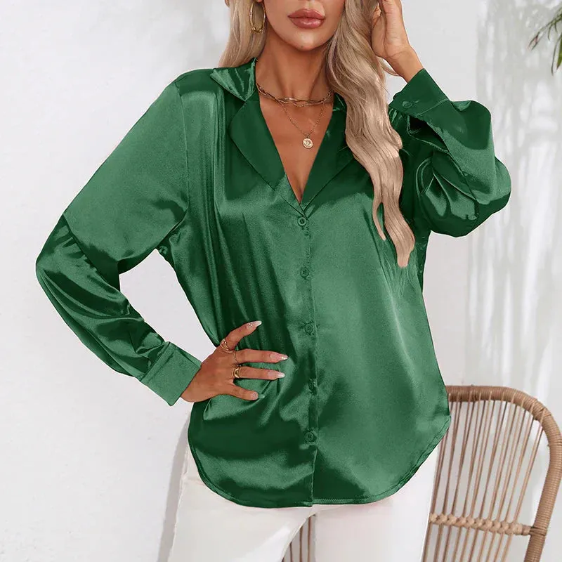 Jacqueline® | Women's satin button-down shirt