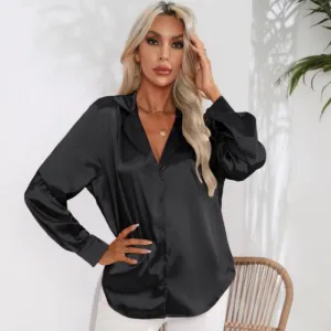 Jacqueline® | Women's satin button-down shirt