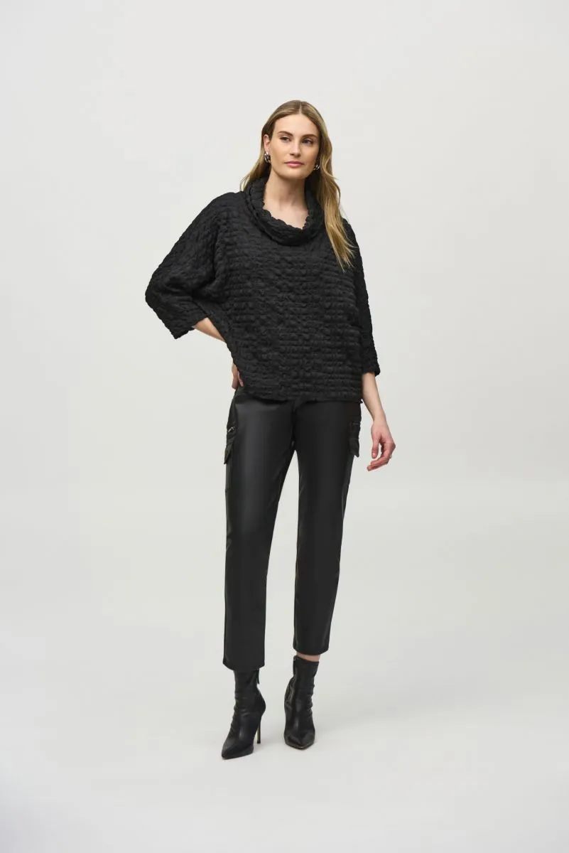 Joseph Ribkoff Bubble Jacquard Cowl Neck Boxy Top 244069