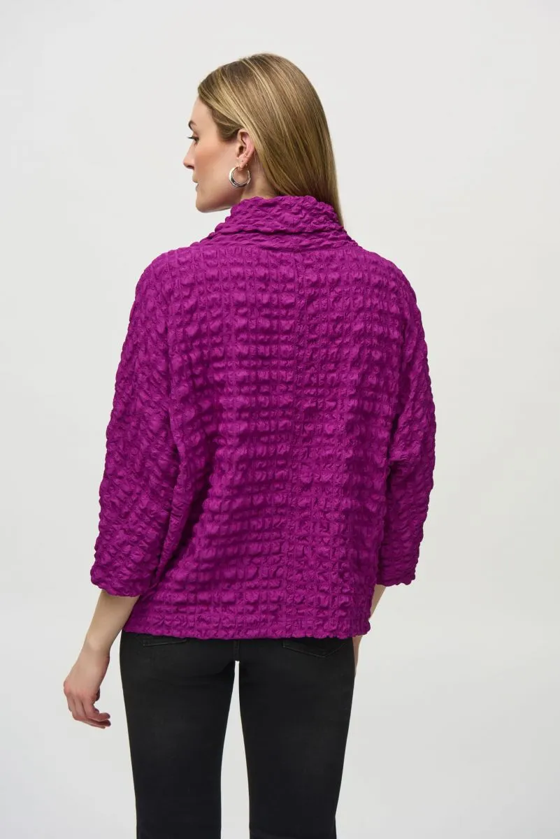 Joseph Ribkoff Bubble Jacquard Cowl Neck Boxy Top 244069