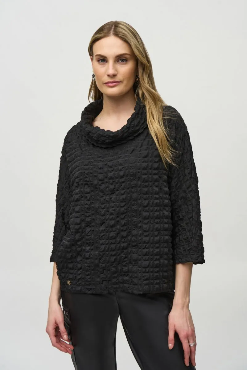 Joseph Ribkoff Bubble Jacquard Cowl Neck Boxy Top 244069