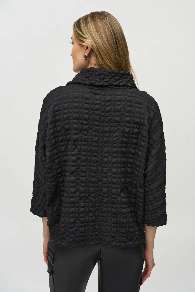 Joseph Ribkoff Bubble Jacquard Cowl Neck Boxy Top 244069