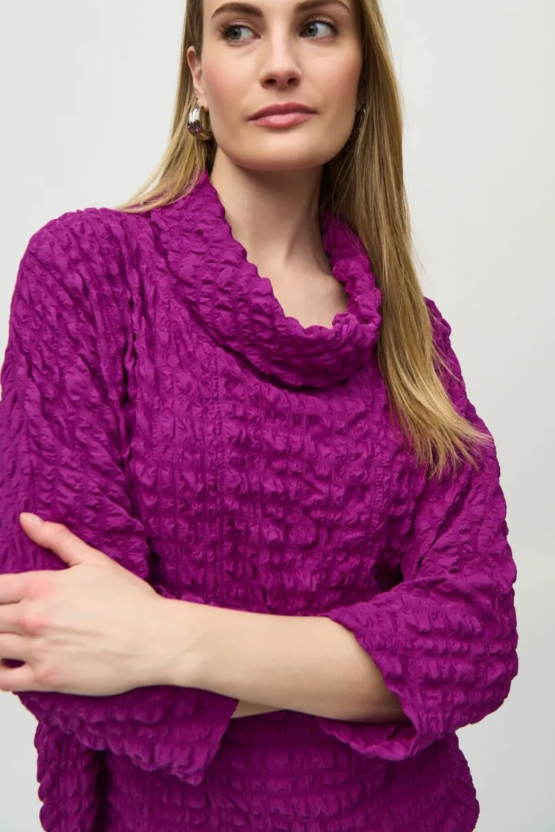 Joseph Ribkoff Bubble Jacquard Cowl Neck Boxy Top 244069