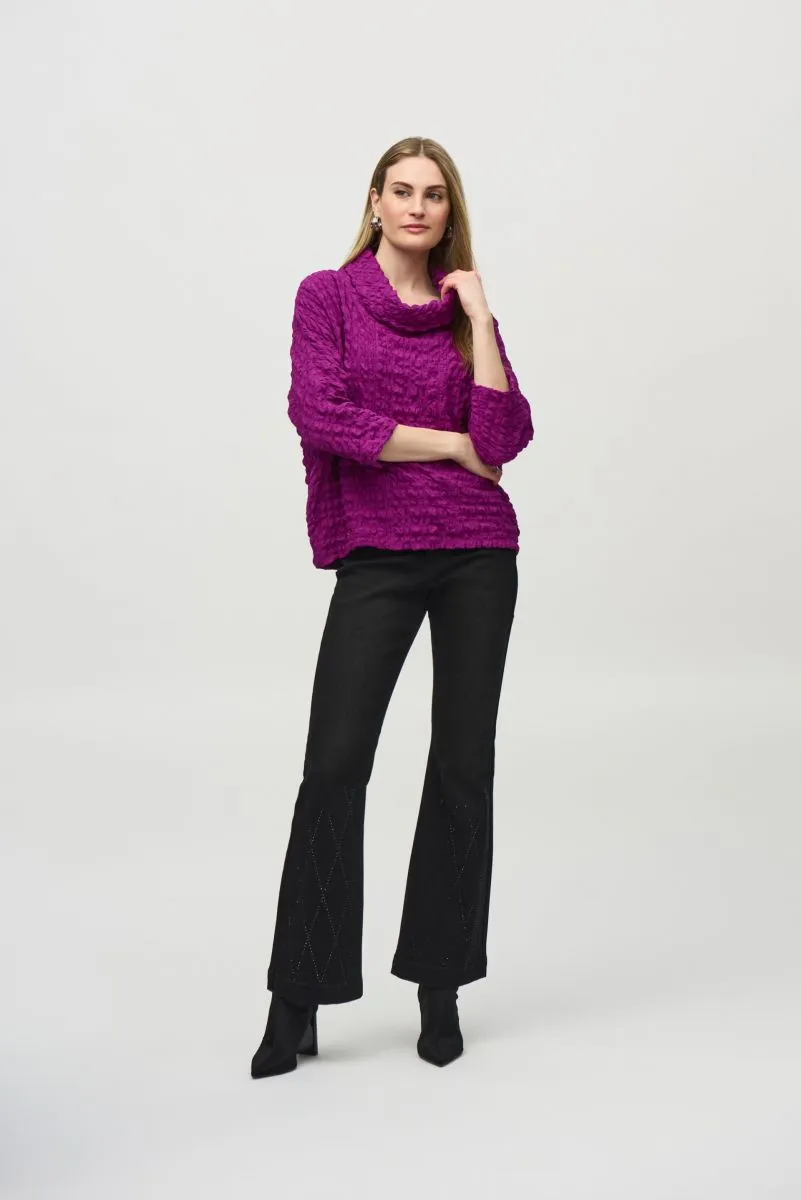 Joseph Ribkoff Bubble Jacquard Cowl Neck Boxy Top 244069