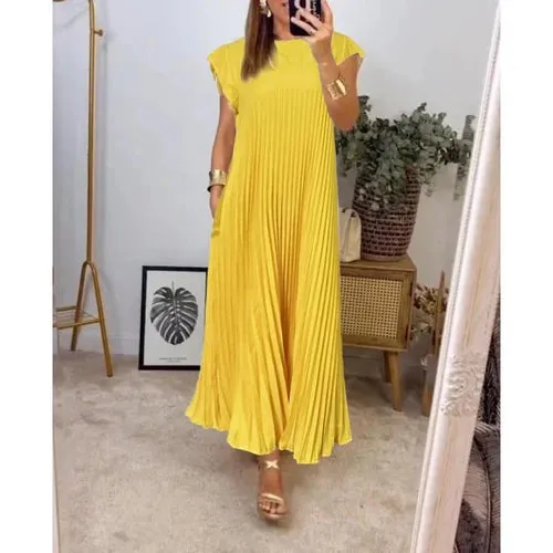 Juana® | Women's pleated dress, elegant, plain, knee-length