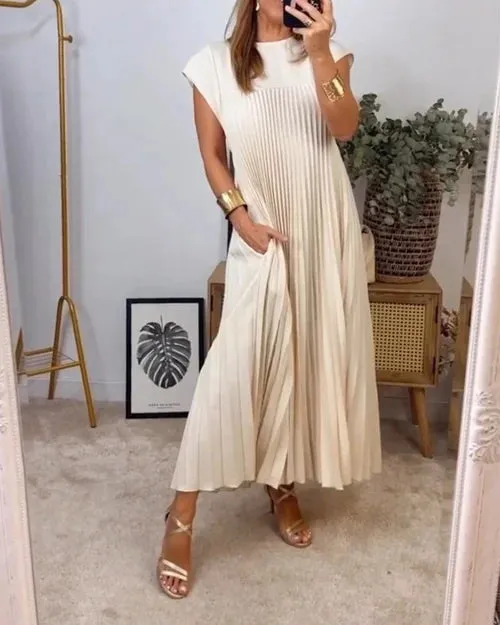 Juana® | Women's pleated dress, elegant, plain, knee-length