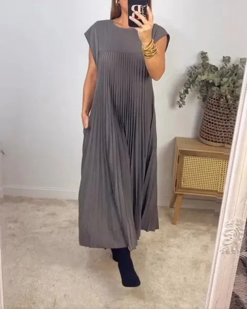 Juana® | Women's pleated dress, elegant, plain, knee-length