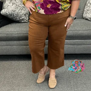 Judy Blue Tummy Control High Waist Crop Jean - Brown