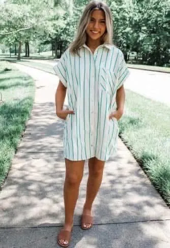 Just Comes Natural Stripe Shirt Dress