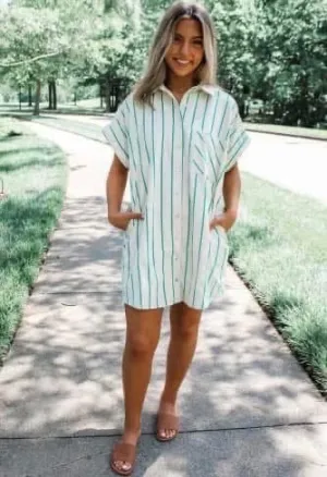 Just Comes Natural Stripe Shirt Dress