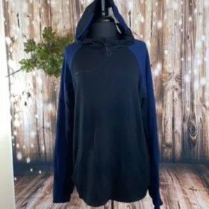 KARL LAGERFELD PARIS Color Block Hooded Track Jacket, Black/Blue Large