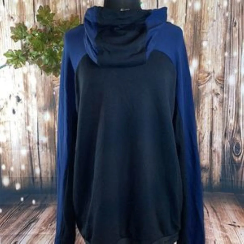 KARL LAGERFELD PARIS Color Block Hooded Track Jacket, Black/Blue Large