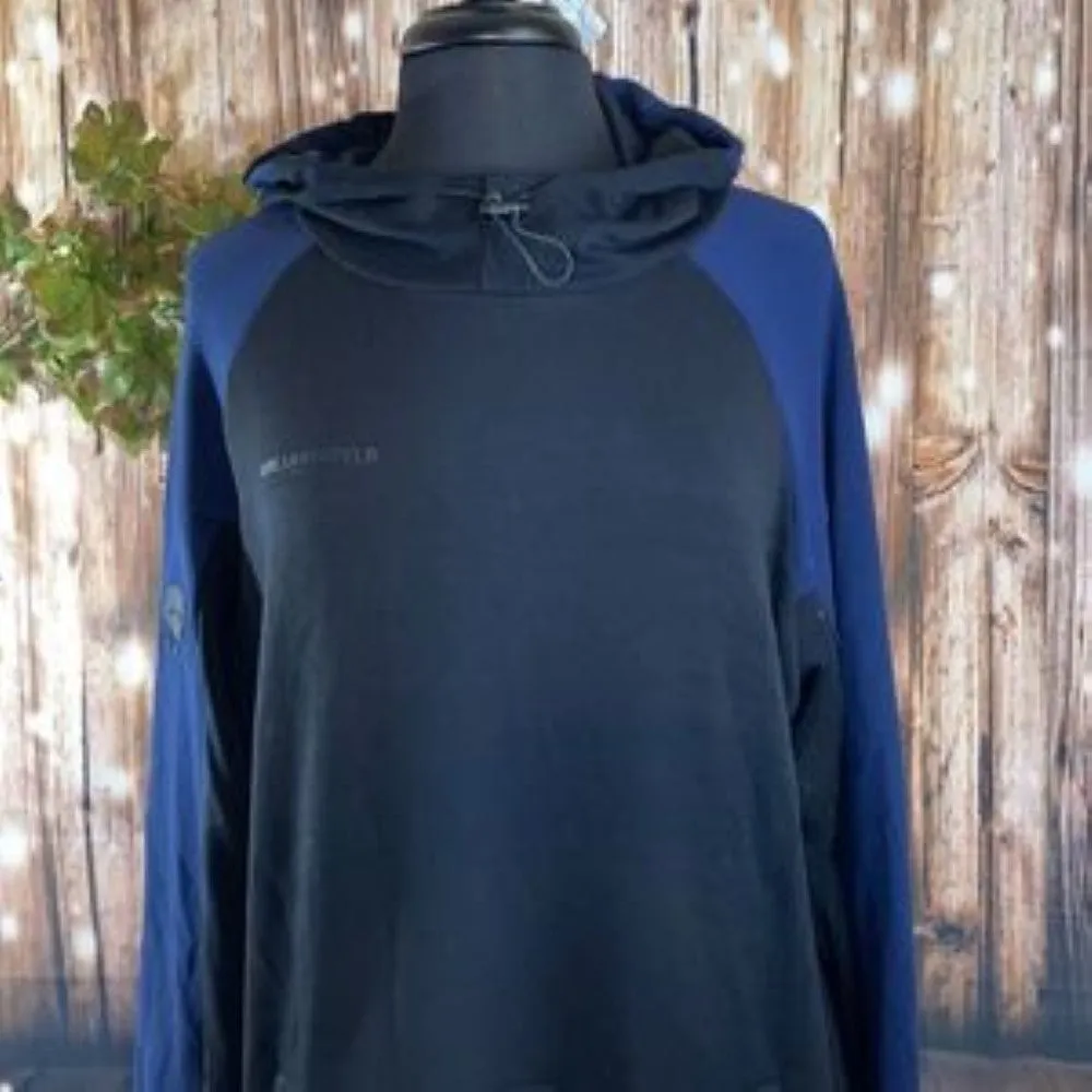 KARL LAGERFELD PARIS Color Block Hooded Track Jacket, Black/Blue Large