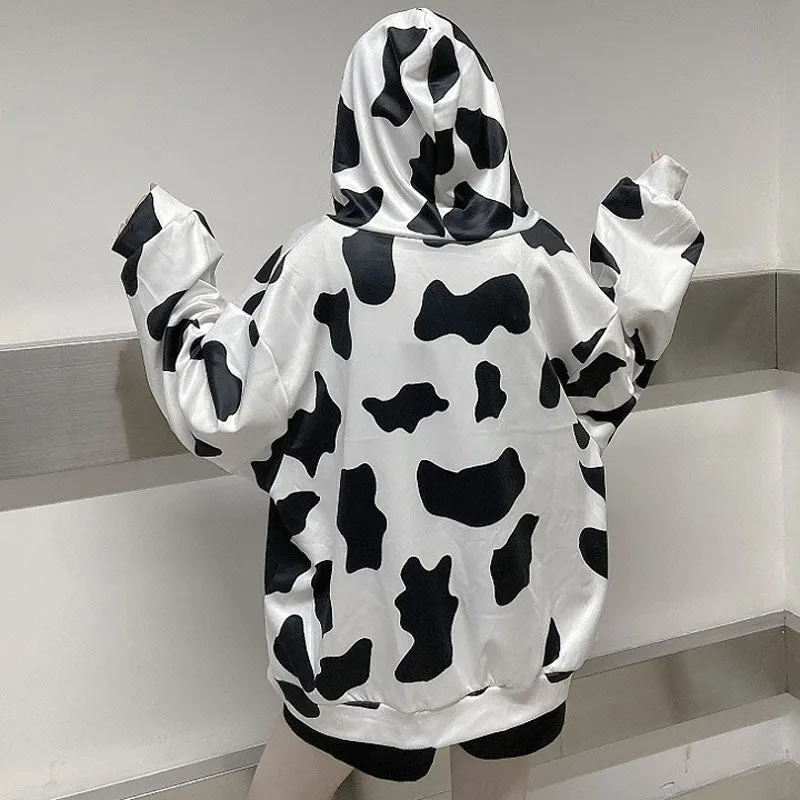 Kawaii Fashion Milk Cow Printed Hoodies