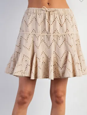 Khaki Eyelet Skort