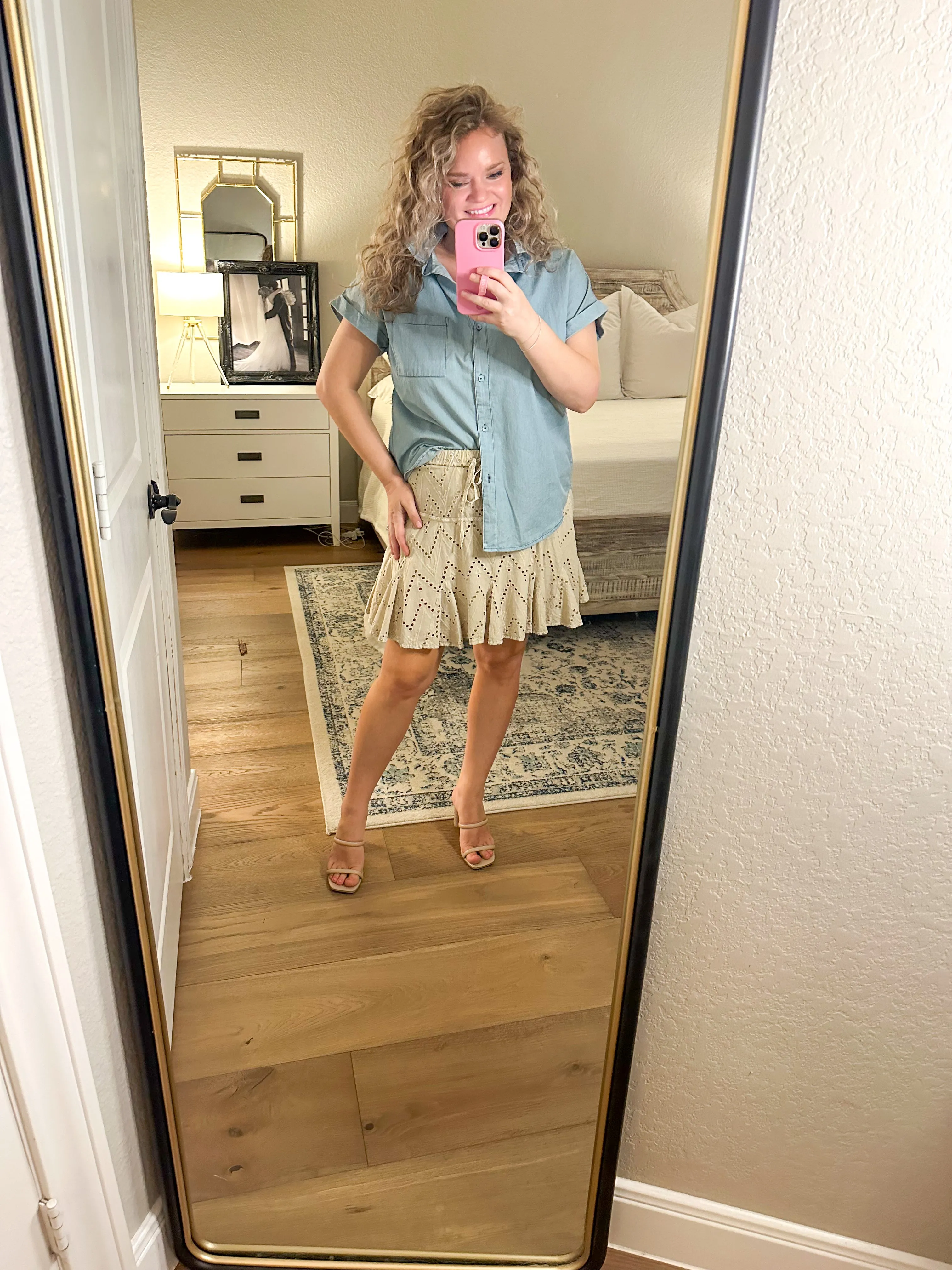 Khaki Eyelet Skort
