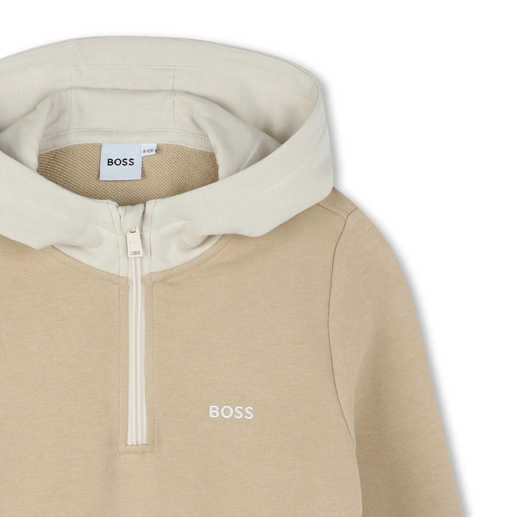 Khaki Printed Logo Cotton Hooded Sweatshirt