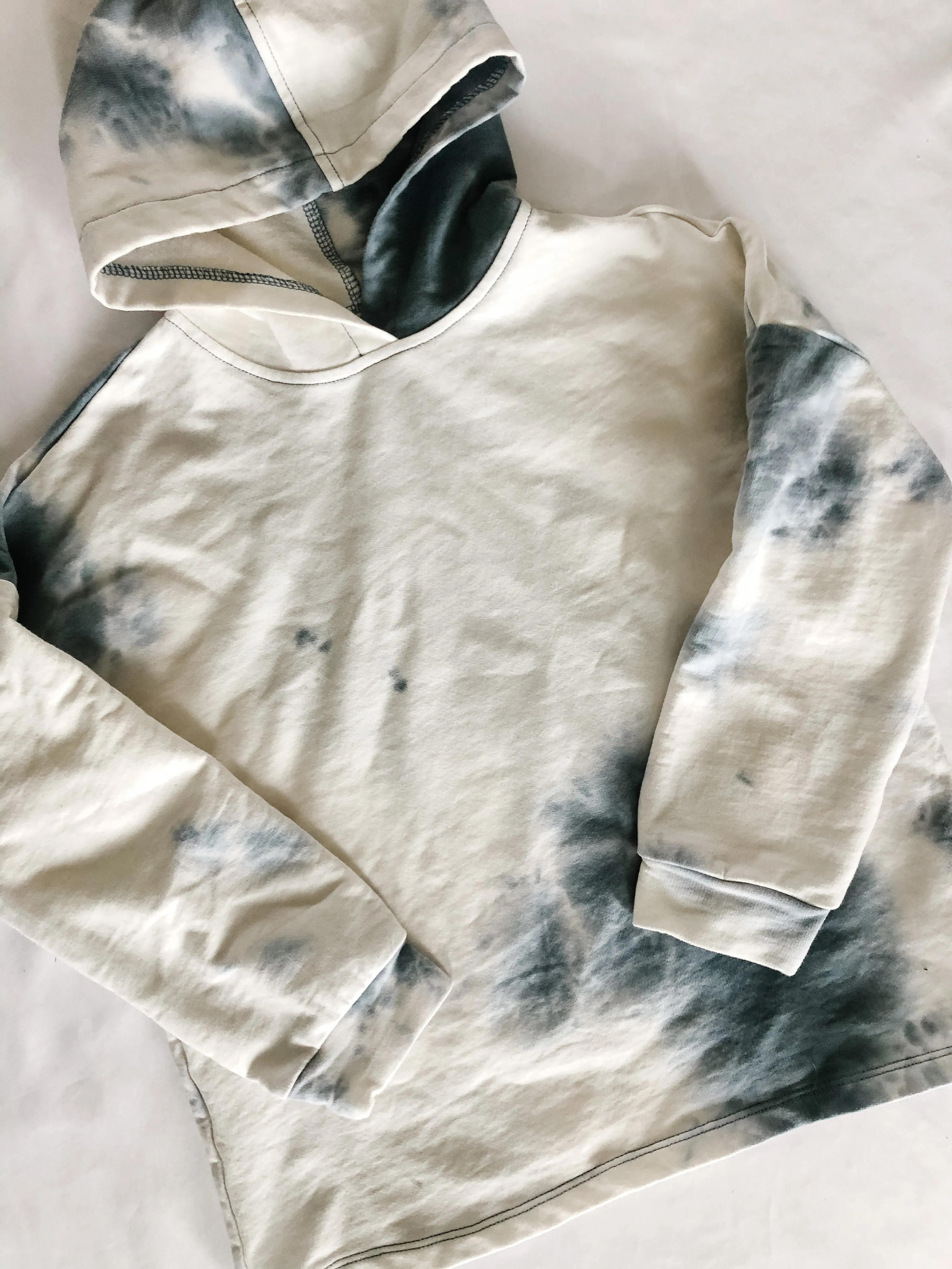 Kids Blue Tie Dye Hooded Top