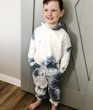 Kids Blue Tie Dye Hooded Top