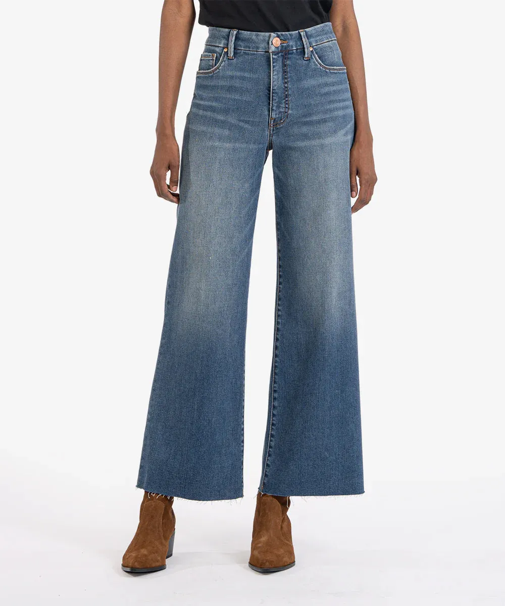 Kut from the Kloth Meg High Rise Fab Ab Wide Leg Raw Hem in Milestone Wash