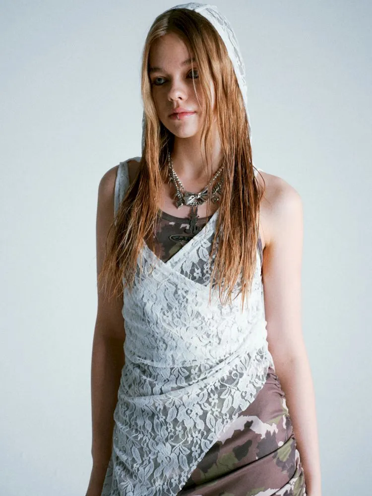 Lace Hooded Cowl Dress【s0000009285】
