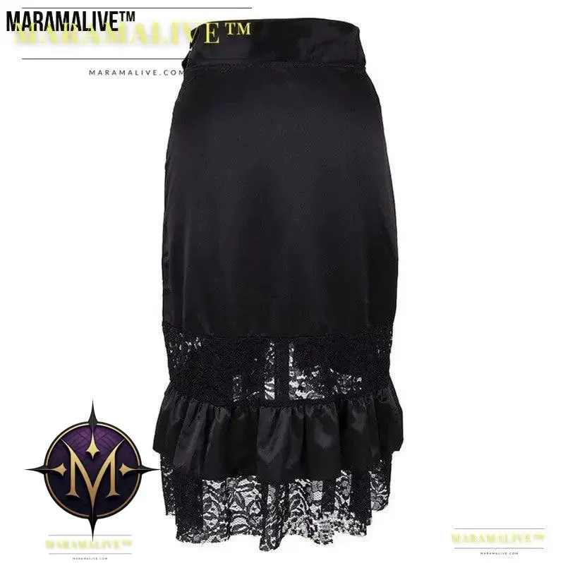 Lace Punk Rock Skirt - Gothic Black Unique Skirt
