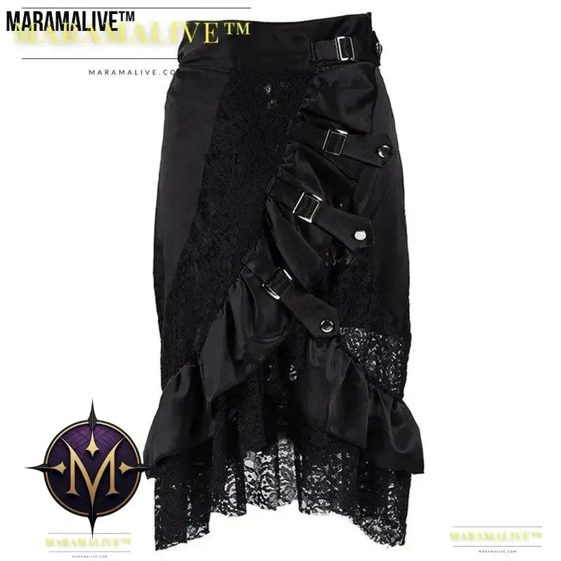 Lace Punk Rock Skirt - Gothic Black Unique Skirt