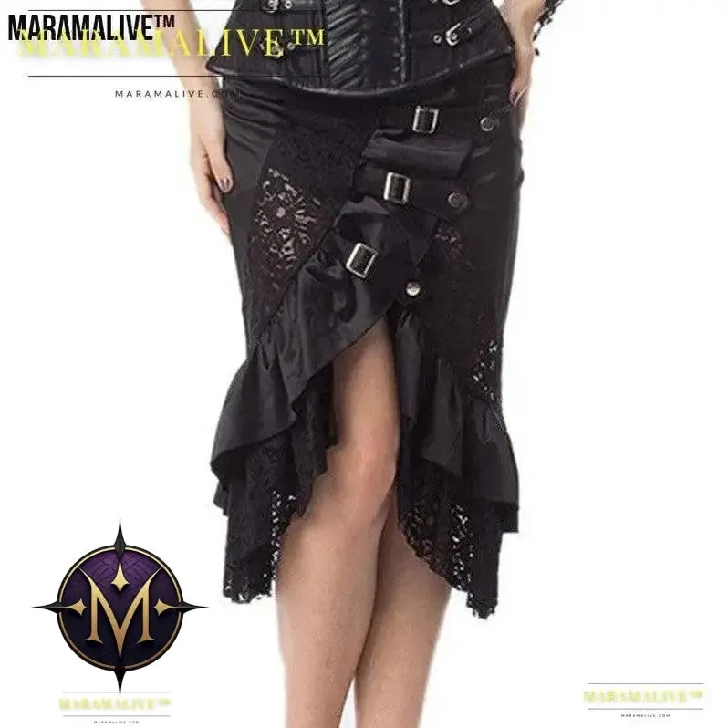 Lace Punk Rock Skirt - Gothic Black Unique Skirt
