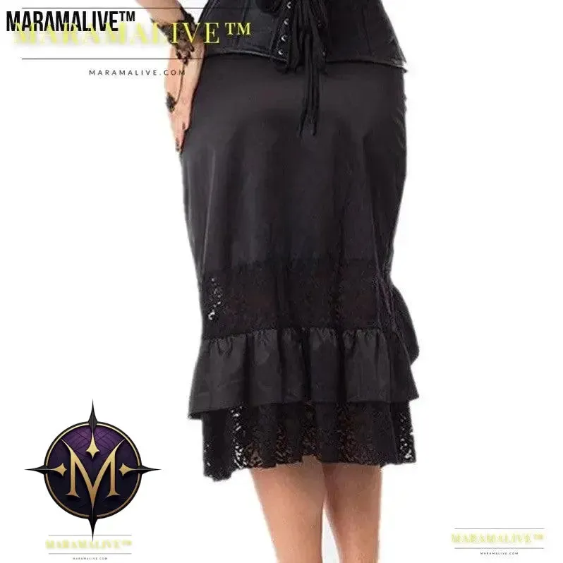 Lace Punk Rock Skirt - Gothic Black Unique Skirt
