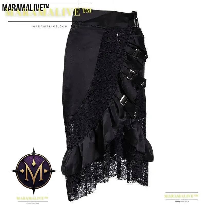 Lace Punk Rock Skirt - Gothic Black Unique Skirt