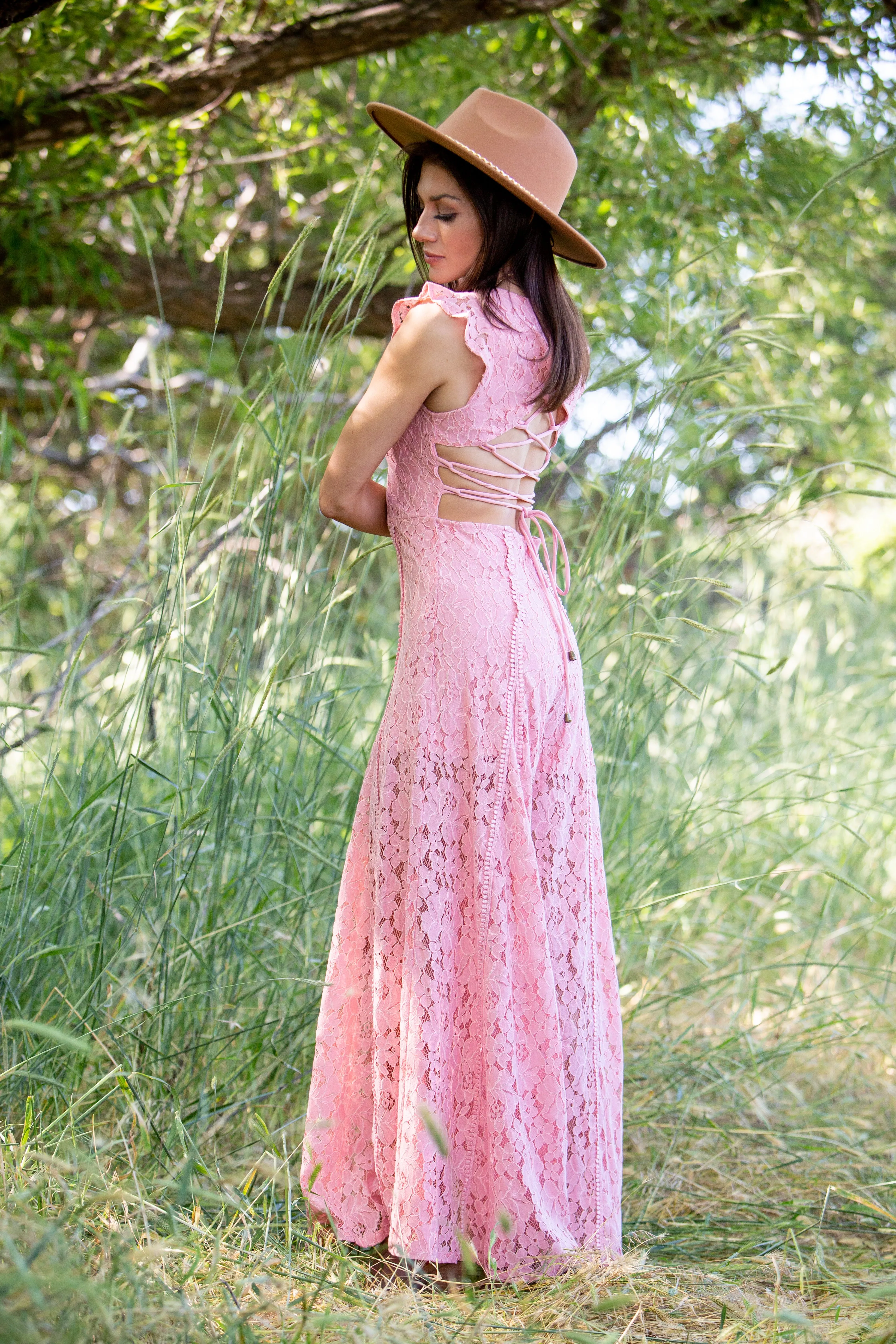 LACE WIDE LEG JUMPSUIT ~ ROSE