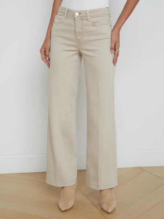 L'Agence Scottie Wide Leg Jean in Biscuit