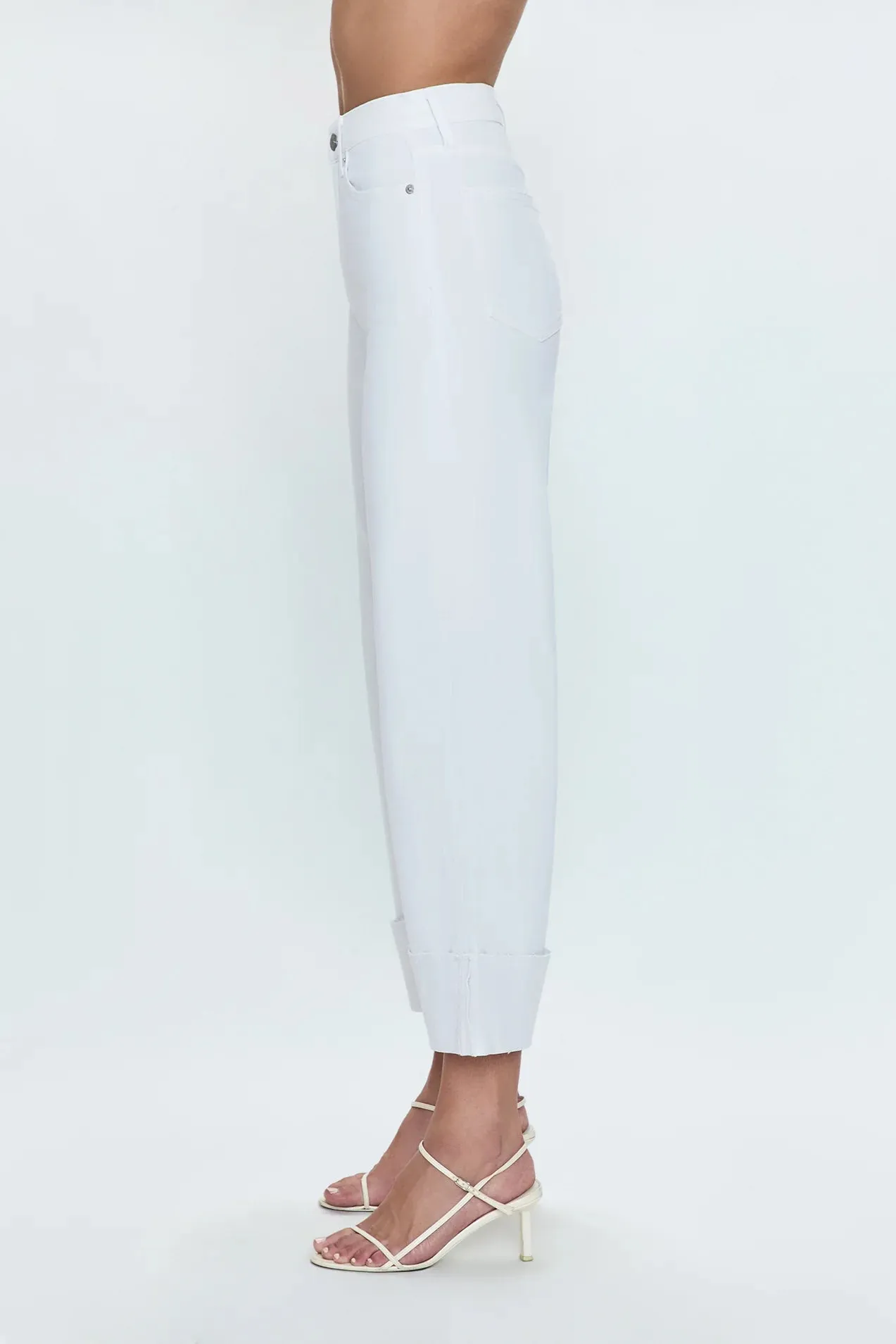 Lana Crop Cuff High Rise Ultra Wide Leg-Vivid White by Pistola