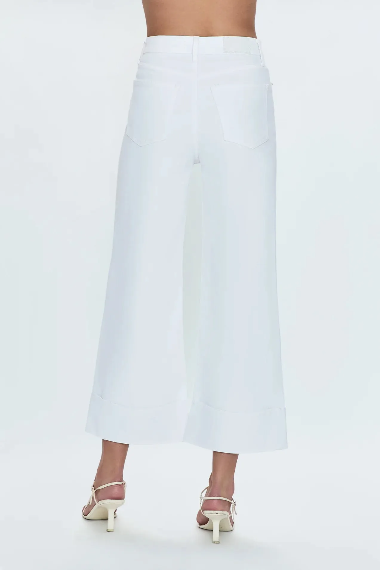 Lana Crop Cuff High Rise Ultra Wide Leg-Vivid White by Pistola