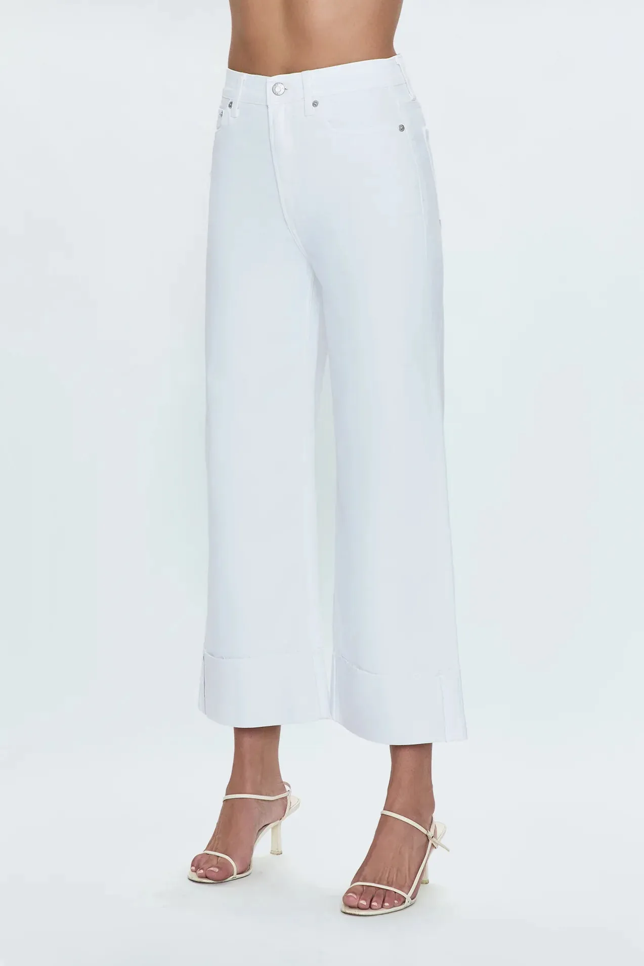 Lana Crop Cuff High Rise Ultra Wide Leg-Vivid White by Pistola