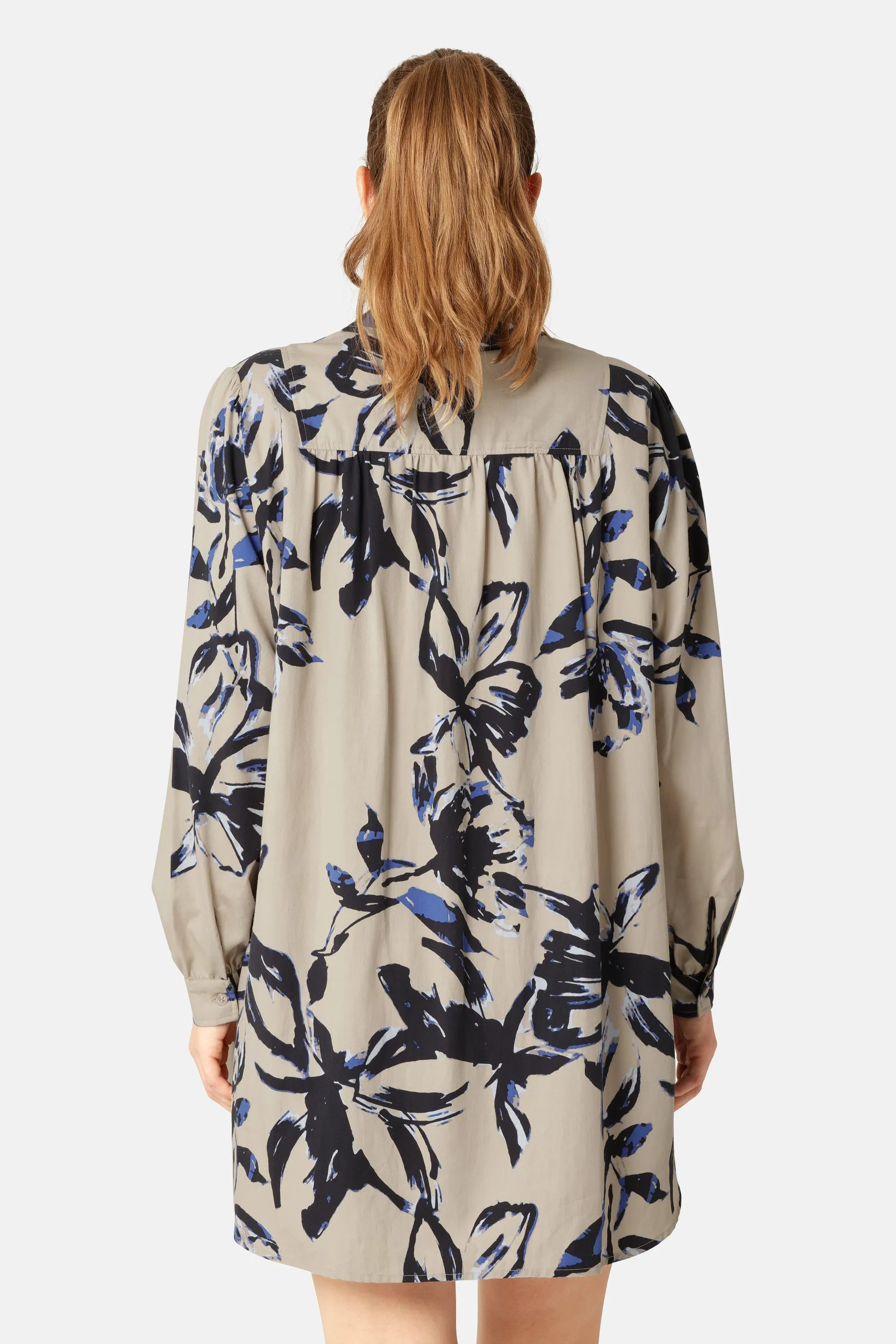 Lang Tunika Kjole - Sand Artsy Stroke Flower