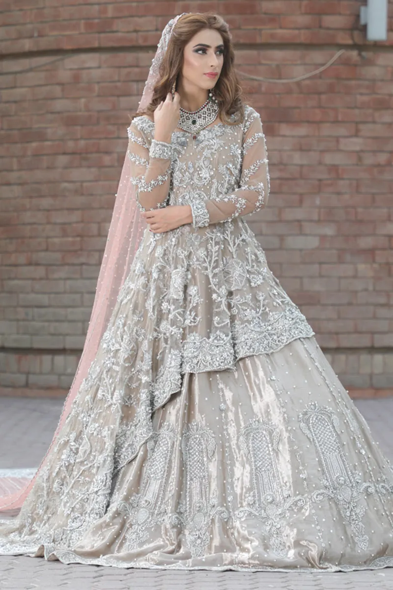 Latest beautiful Pakistani bridal outfit 2020 in rose gold color # B3460