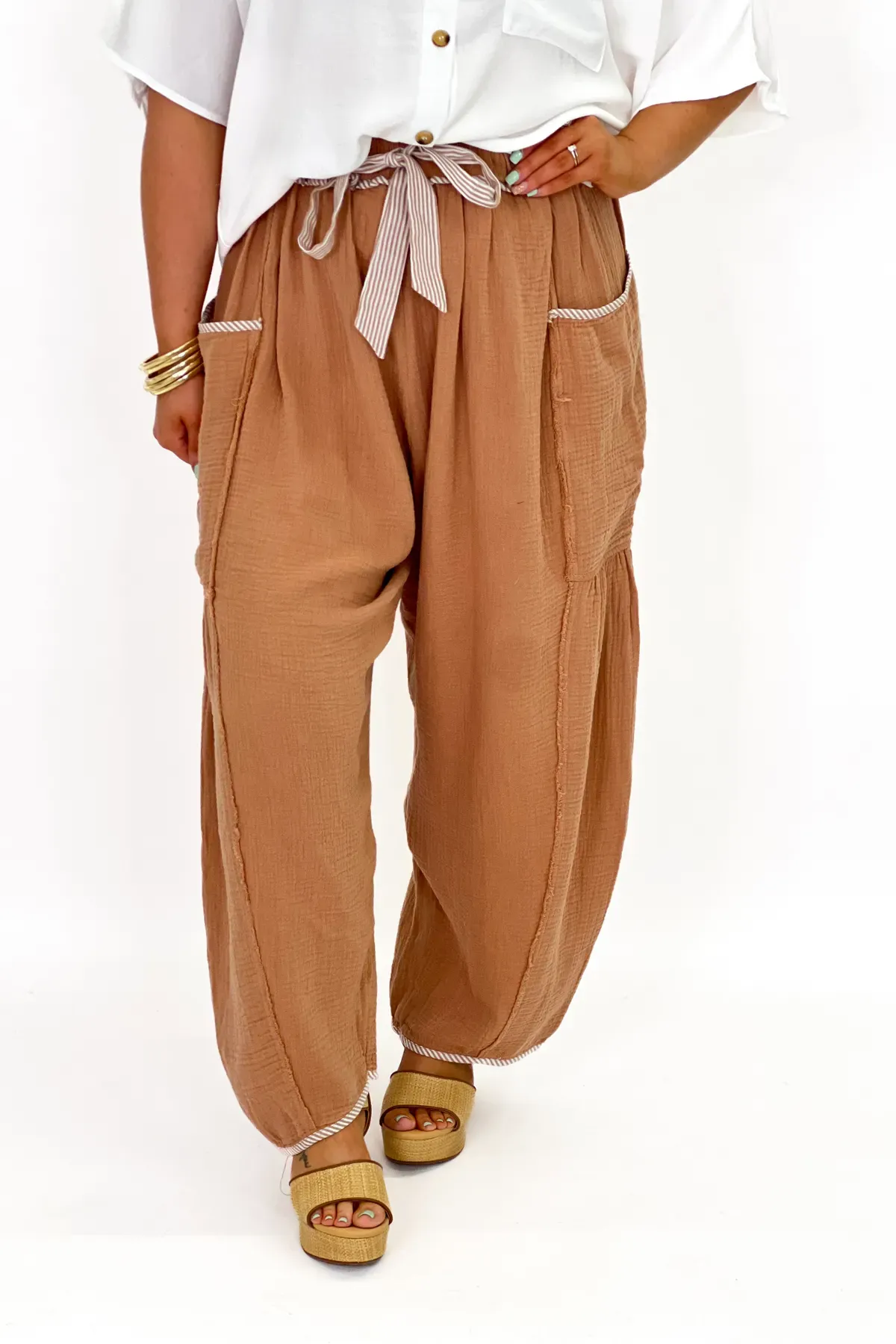 Latte Gauze Wide Leg Pant