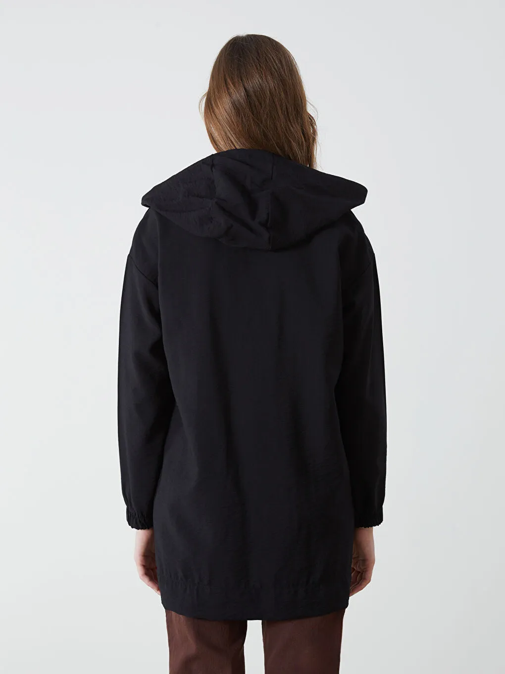 LCW Modest Ecru Hooded Plain Oversize Women Tunic